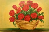 Obraz - Czerwone róże w koszyku